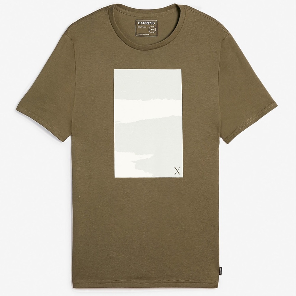 Express Olive Textured Graphic T-Shirt